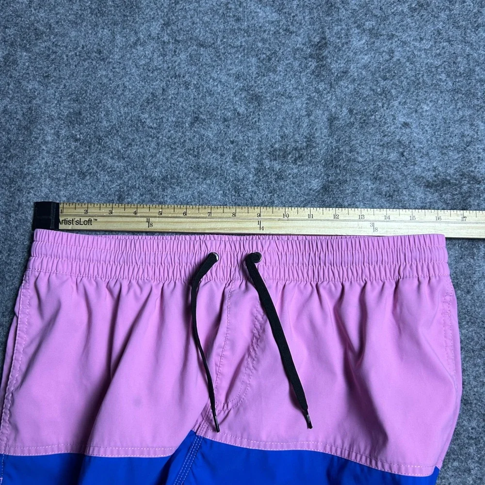 Quiksilver Board Shorts Pink Blue Color Block Swim Trunks Size Large